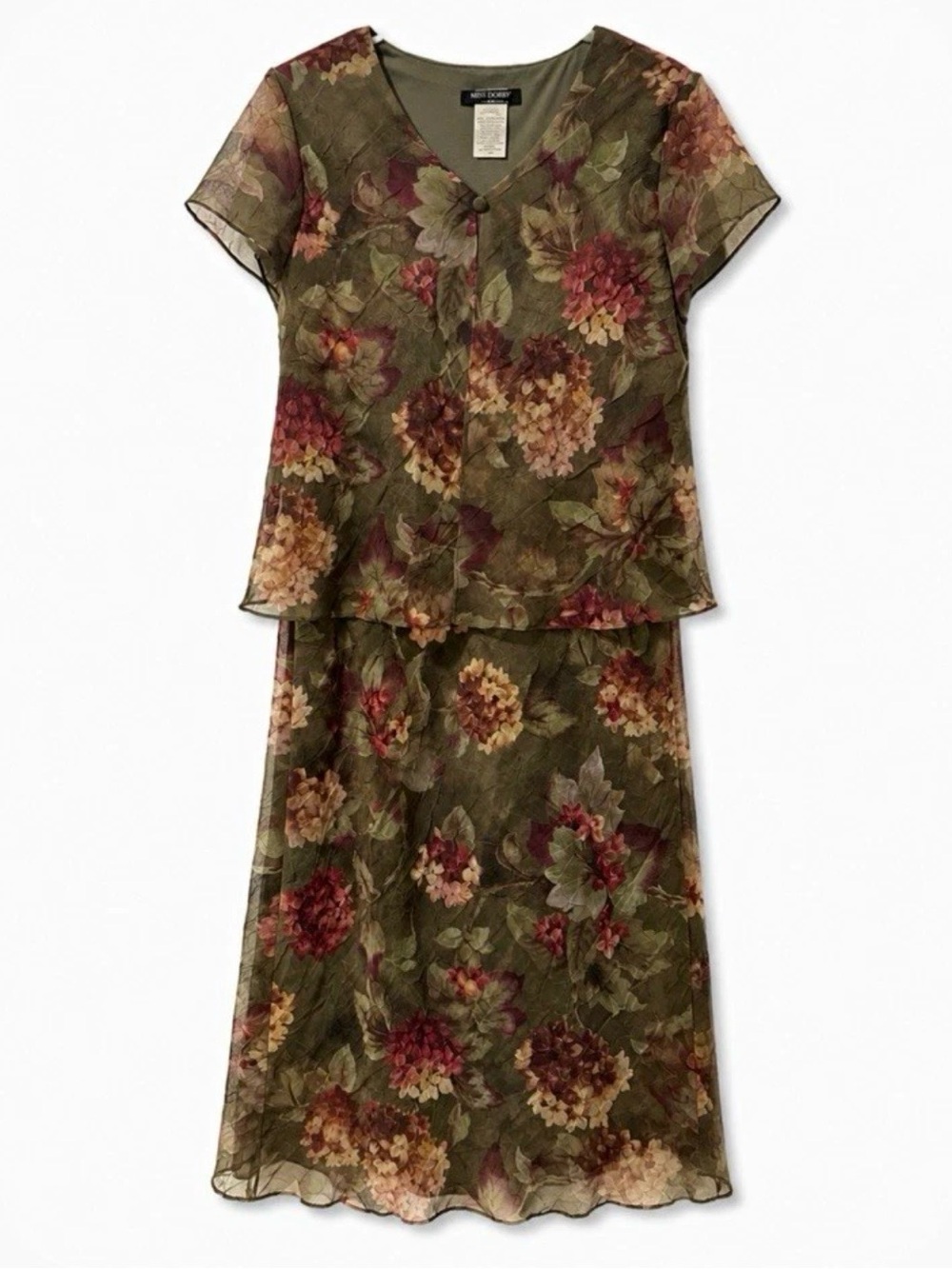 Vintage Floral 16 Midi Dress with Layered Bodice